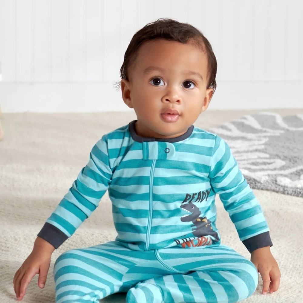 NWT Gerber Dino Blues Sleep & Play 6-9 Months - Picture 1 of 6